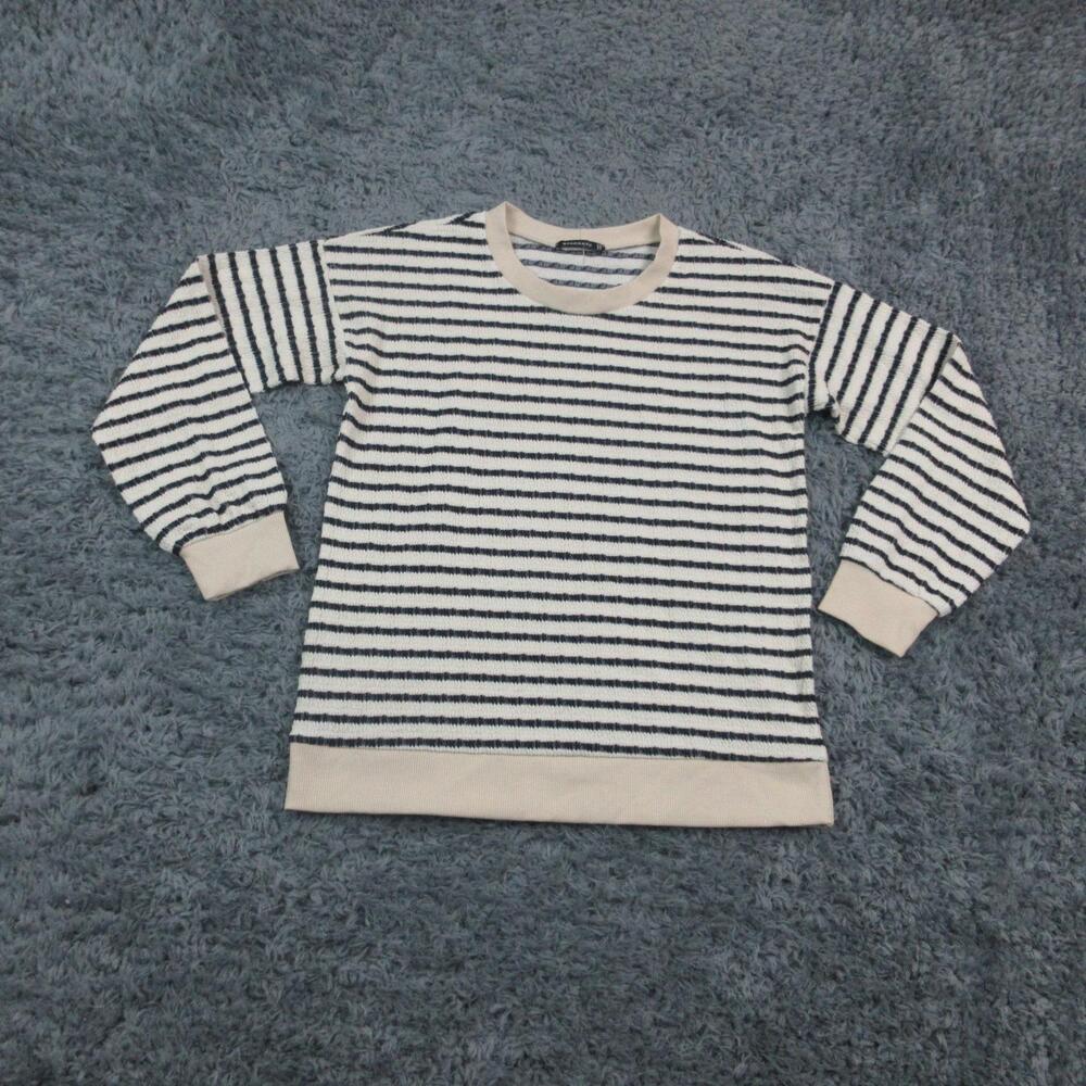 Staccato Sweater Womens Small White Stripe Knit Long Sleeve Crewneck Pullover